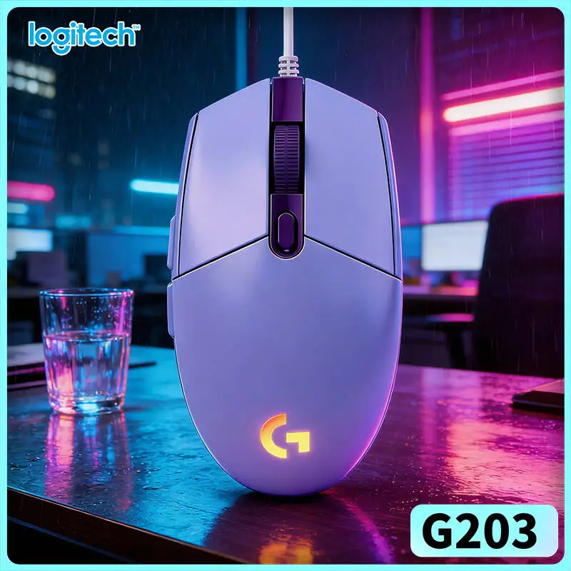 

Logitech G203 LIGHTSYNC Gaming Mouse 8000 DPI Adjustable RGB Backlight 6 Buttons Mechanical Tensioning Mac PC Precise Use