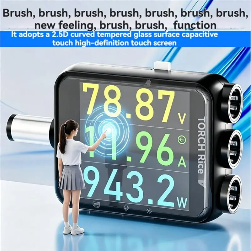 PTST D5P Digital Voltmeter Ammeter DC5.5X2.5/2.1/1.7 High Precision Power Capacity Tester Power Monitor With Touchscreen