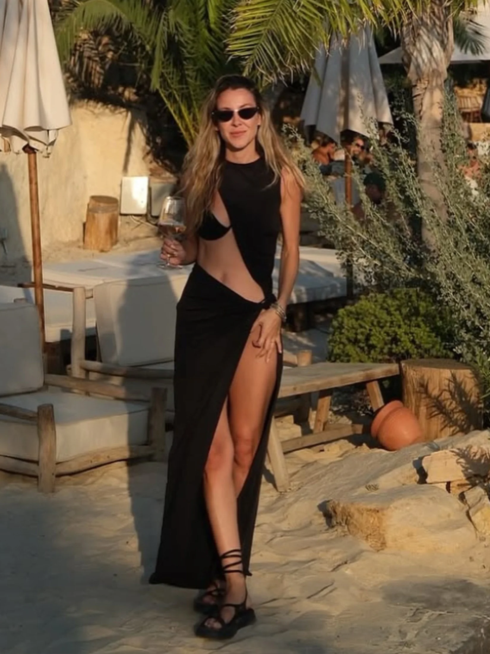 أسود 3 قطعة مثلث بيكيني مجموعات 2025 مثير الجوف خارج التستر فستان ملابس السباحة النساء مجموعة البكيني بحر ثوب السباحة K282 #3