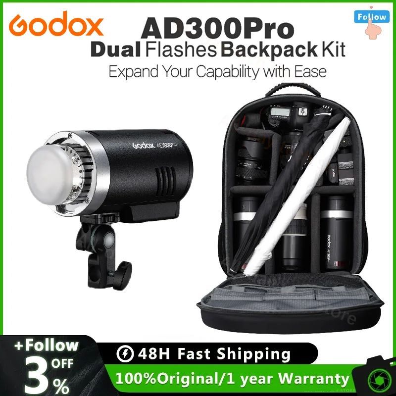 Godox AD300Pro Dual Flashes Backpack Kit