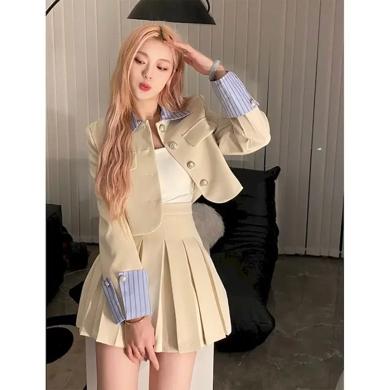 Lnsozkdg High Quality Spring Long Skirt Blazer Sets Outfits Female Formal Business Korean Womens Office Ladies Work Jacket Suit