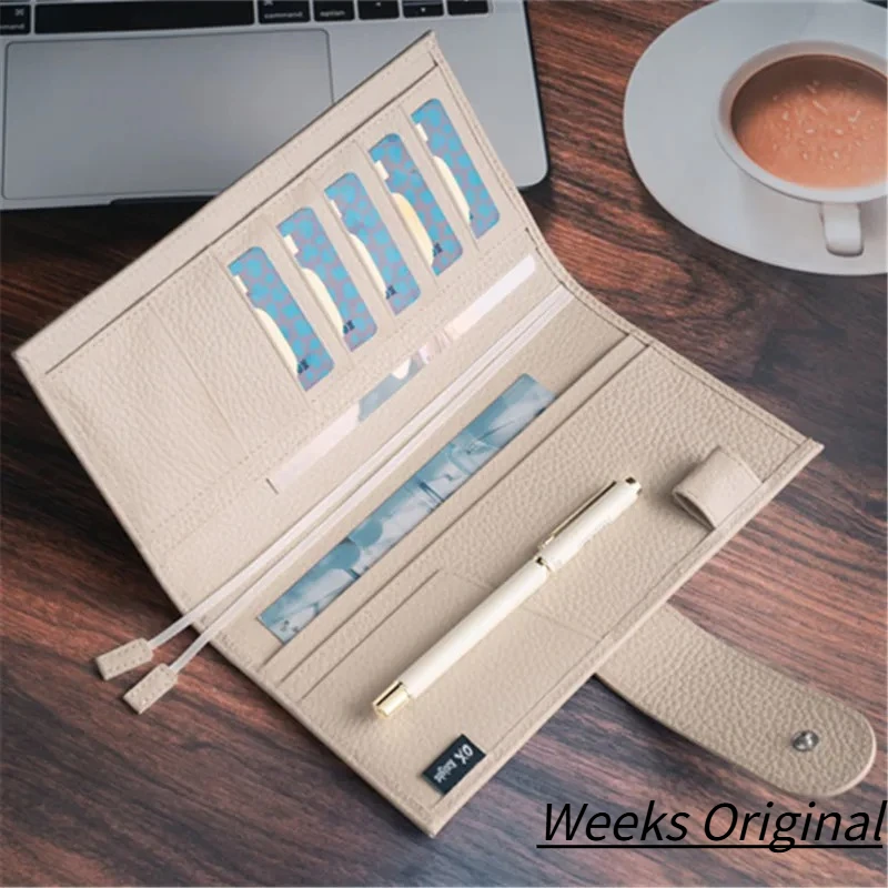 

Обложка для блокнота OX KNIGHT Original Weeks из кожи с текстурой личи для Hobonichi с задним карманом и двойными застежками для дневника