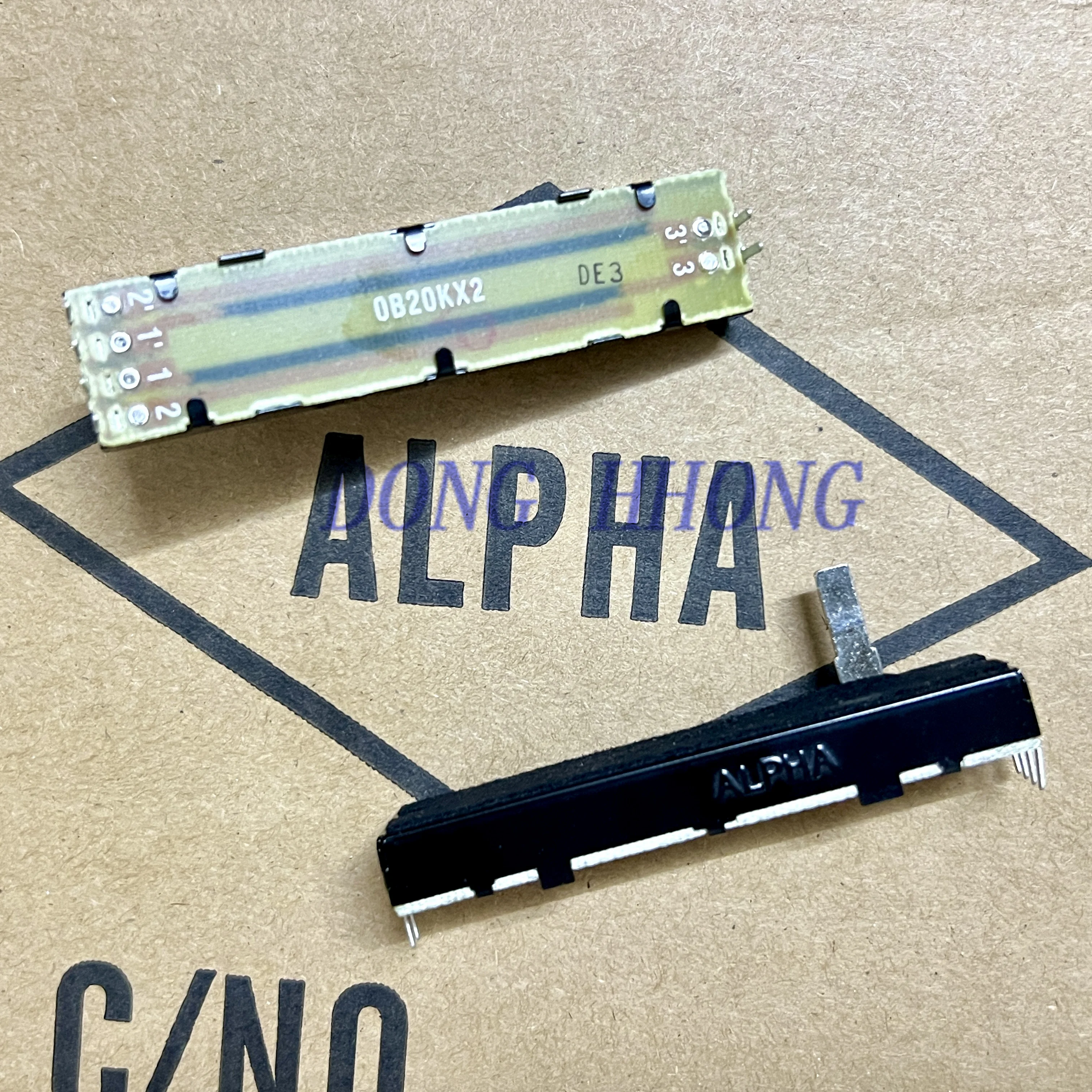 1 piece ALPHA 73mm rail sliding potentiometer B20KX2 with a shaft length of 15mm