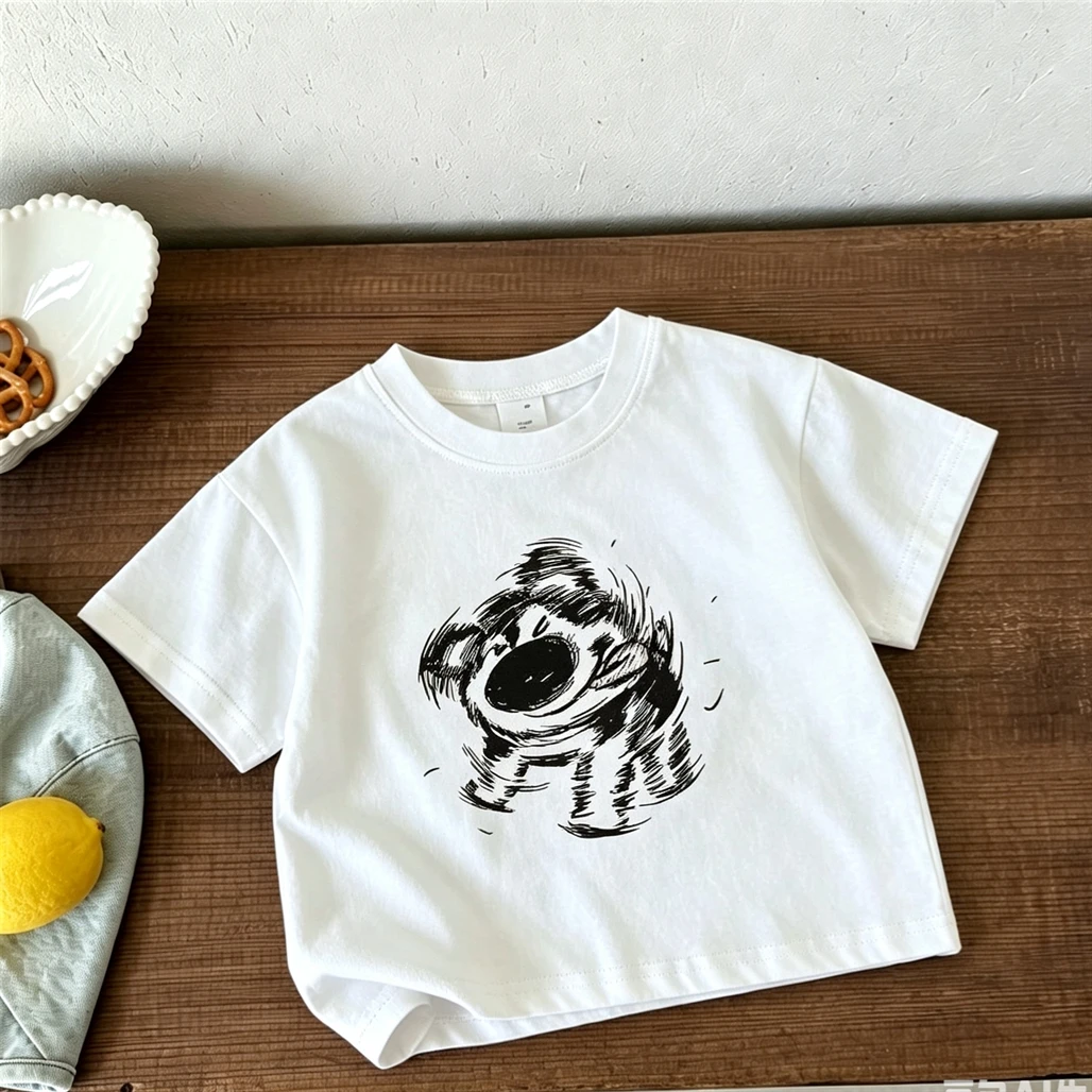 Kids Cute Tees Summer Wear 1-7Years Old Child Cartoon Printed TShirt Loose Casual Short-sleeved Tees Simple Versatile Tops