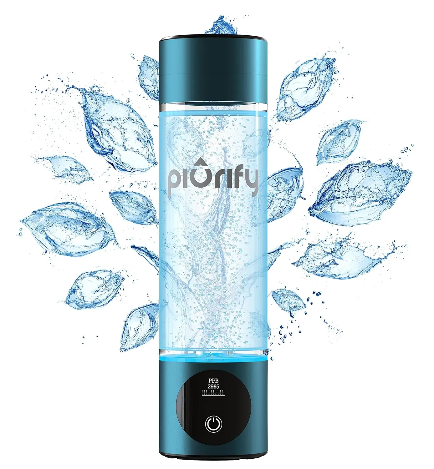 Hydrogen Water Bottle - Turquoise. Food Grade Body Tumbler; SPE/pem Technology, Generates Real 3000ppb Pure Hydrogen Rich Concen