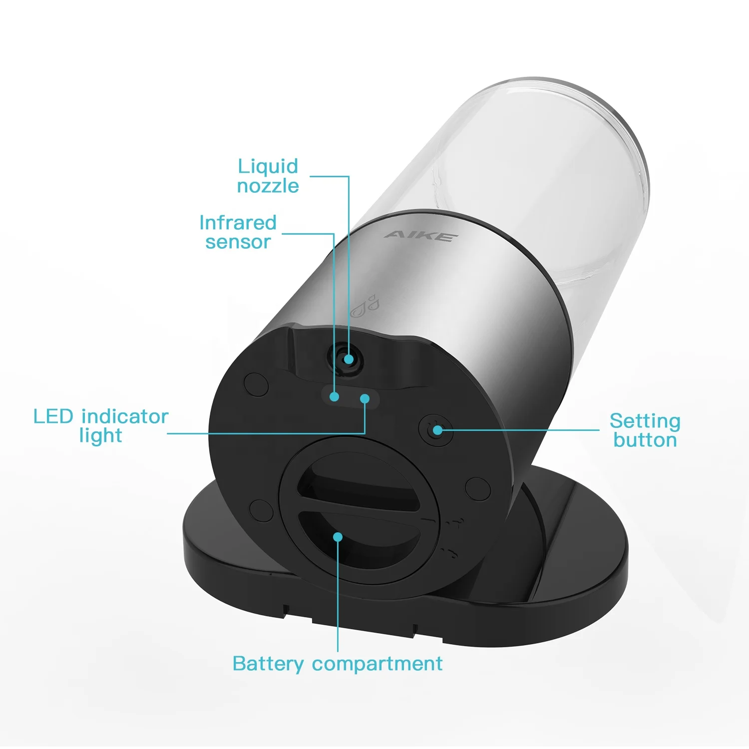 AIKE-자동 액체 비누 디스펜서 500ML, 벽걸이 샤워 젤 세제 샴푸 디스펜서, 욕실 주방 비누 디스펜서