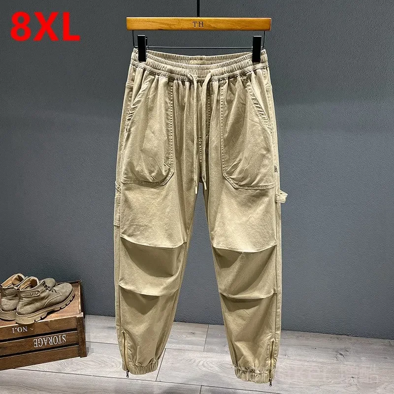 Herbst Harun Hose Herren Plus Size Trend Kordel zug Hose Sport hose Multi-Pocket Arbeits hose Baumwolle 7xl 8xl