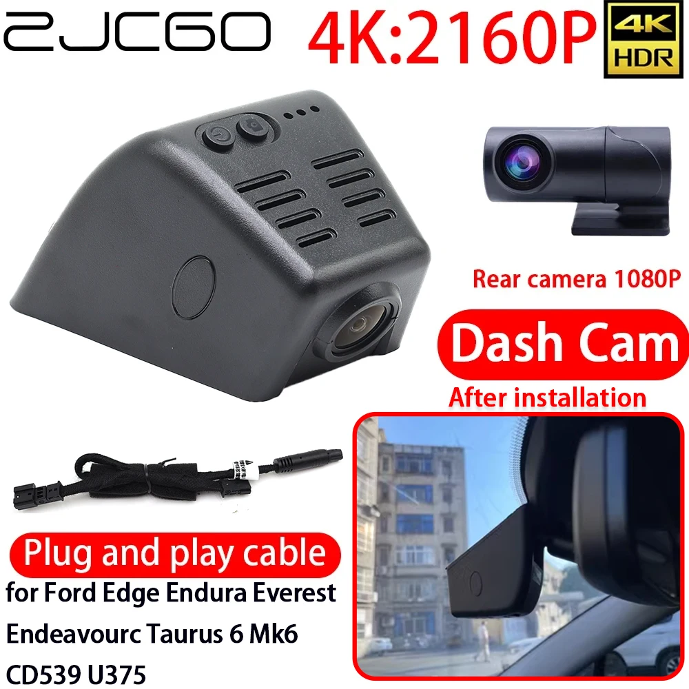 

ZJCGO 4K DVR Dash Cam Wifi Front Rear Car Camera 24h Monitor for Ford Edge Endura Everest Endeavourc Taurus 6 Mk6 CD539 U375