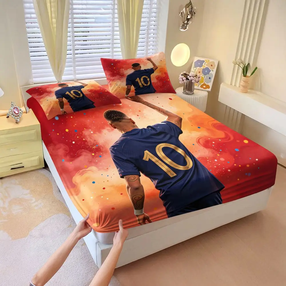 Sports Player 10 Print Fitted Sheet Set Vibrant Confetti Dots Digital Printed Bedding Set for Home Decor