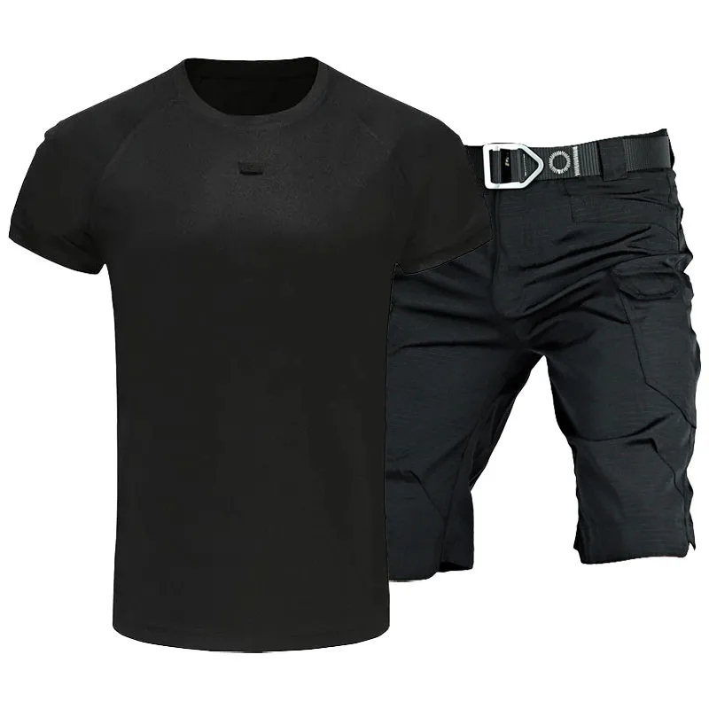 Militärische taktische Sets Männer Sommer schnell trocknende atmungsaktive Kurzarm-T-Shirts Outdoor Multi-Pocket verschleiß feste Cargo-Shorts