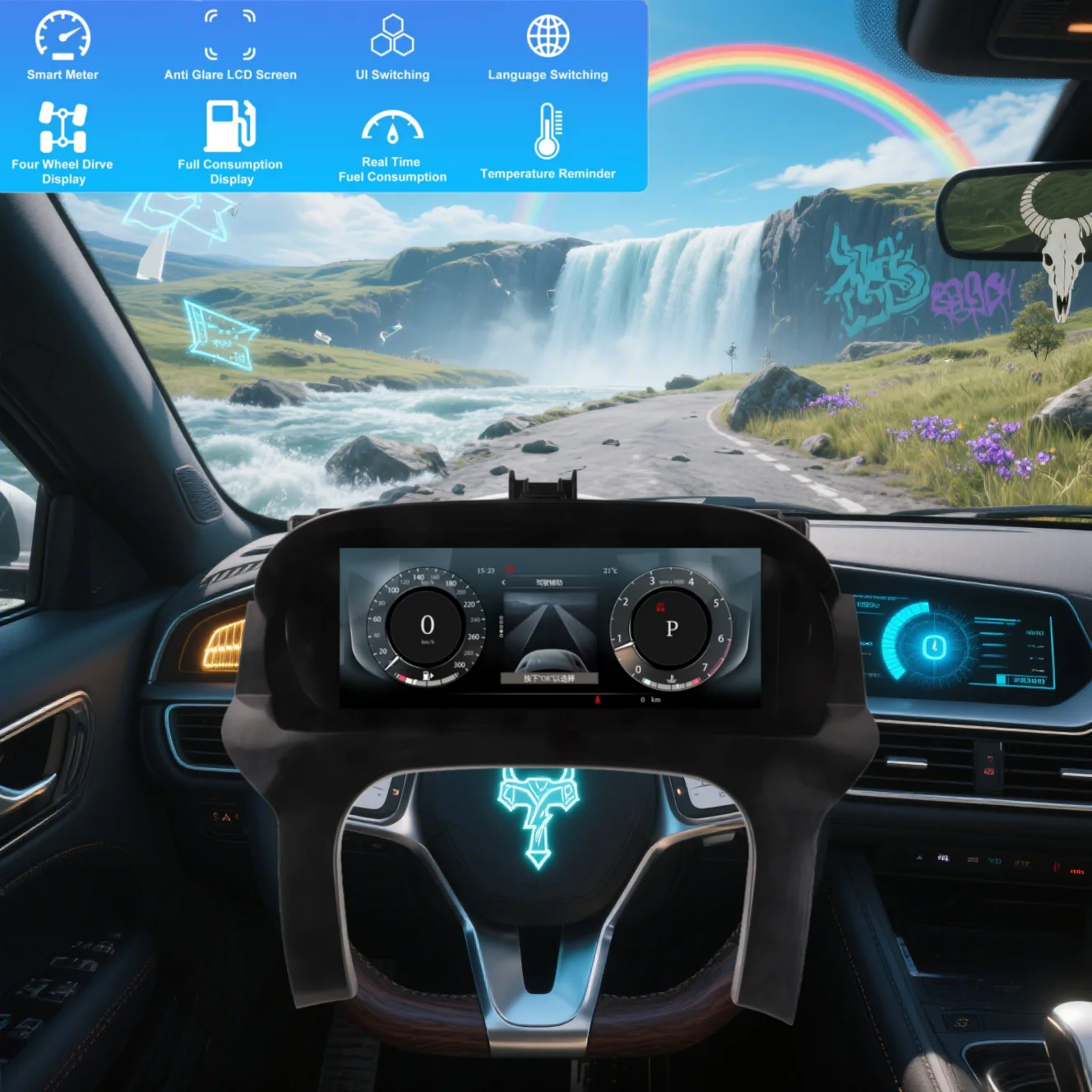 جديد 12.3 بوصة LCD أداة رقمية العنقودية لاند روفر إيفوك 2014-2019 IOS Carplay لوحة القيادة عرض عداد سرعة السيارة
