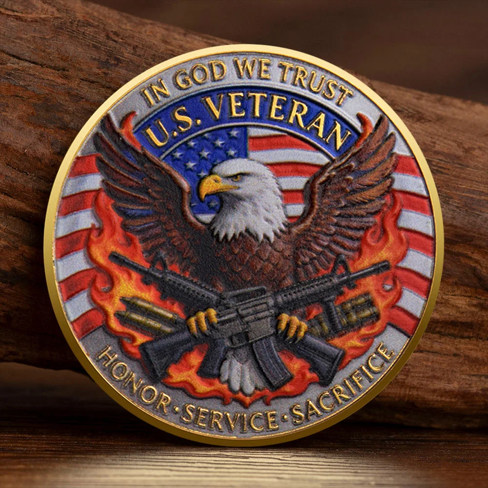 In God We Trust U.S Veteran Gold Plated Collection Coin 250 Years of Freedom Commemoration Coin