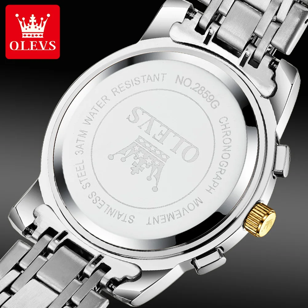 OLEVS 2859 Brand original authentic watches for man luxury Gift Box Steel band multifunctional quartz men's watch
