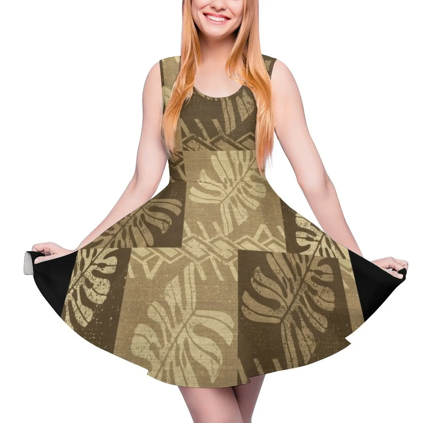 

Vintage Samoan Tropical leaves Tapa Print Sleeveless Dress dresses ladies 2024 summer womens clothing