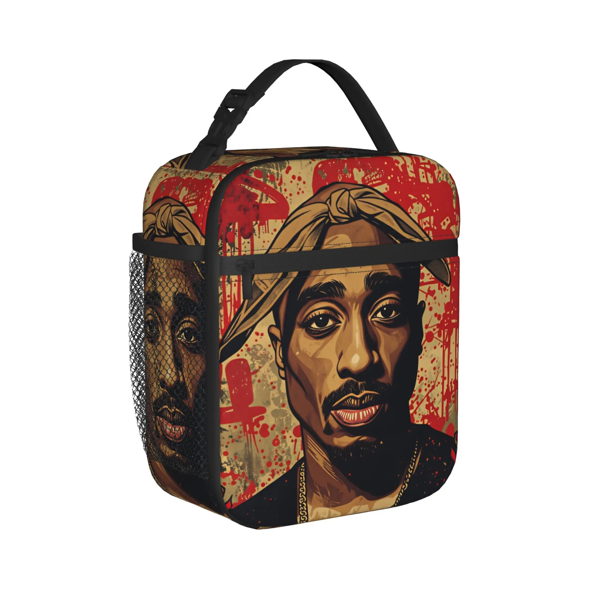 Rapper Tupacs Lunch Bag  Kawaii Lunch Box For Unisex Travel Portable Insulated Cooler Bag Oxford Designer Thermal Lunch Bags