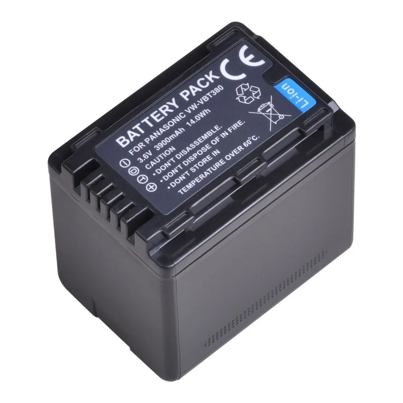 New VW-VBT380 3.6V 3900mAh Battery/Charger for Panasonic HC-V250 HC-V380 HC-V510 HC-V520 HC-V710 HC- V720 HC-W570 W580GK VX870