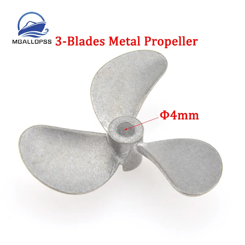 

1pc 4mm Shaft Positive/Reverse 3-Blades Metal Propeller Submerged Prop 28mm 32mm 36mm 40mm 44mm 48mm for RC Boat Marine Tug Bait