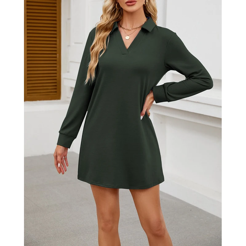 2025 robes pour femmes décontracté à manches longues confortable t-shirt robe mode couleur unie tenues d'automne