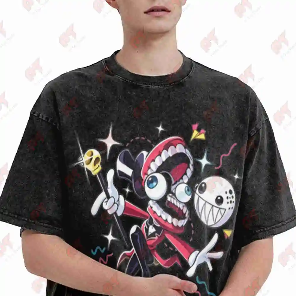 The Amazing Digital Circus Caine TADC Bubble Ringmaster Vintage Washed Tee Pure Cotton T-Shirt