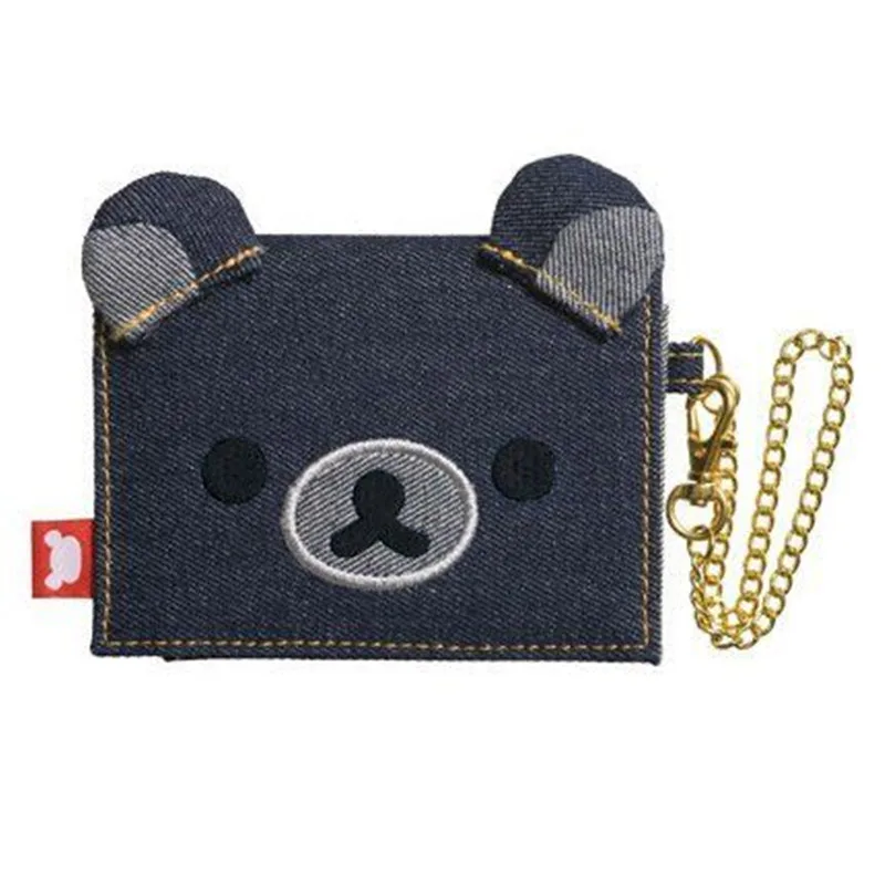 

New Cute Rilakkuma Bear Girls Children Denim Canvas Coin Purse Case Card ID Holder Small Wallets For Women