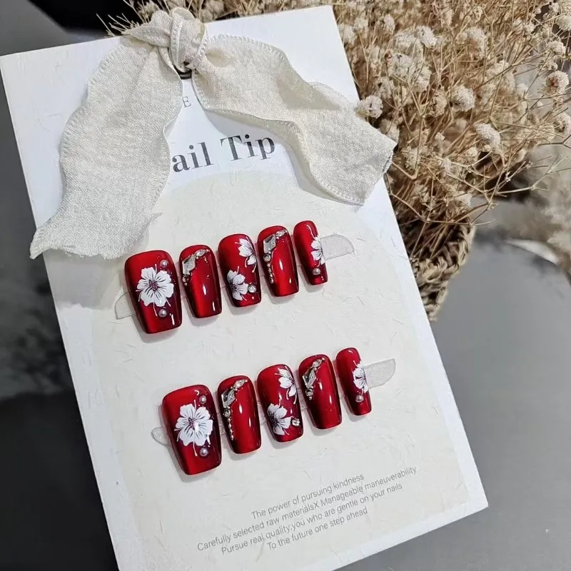 10Pcs Red False Nai… - image