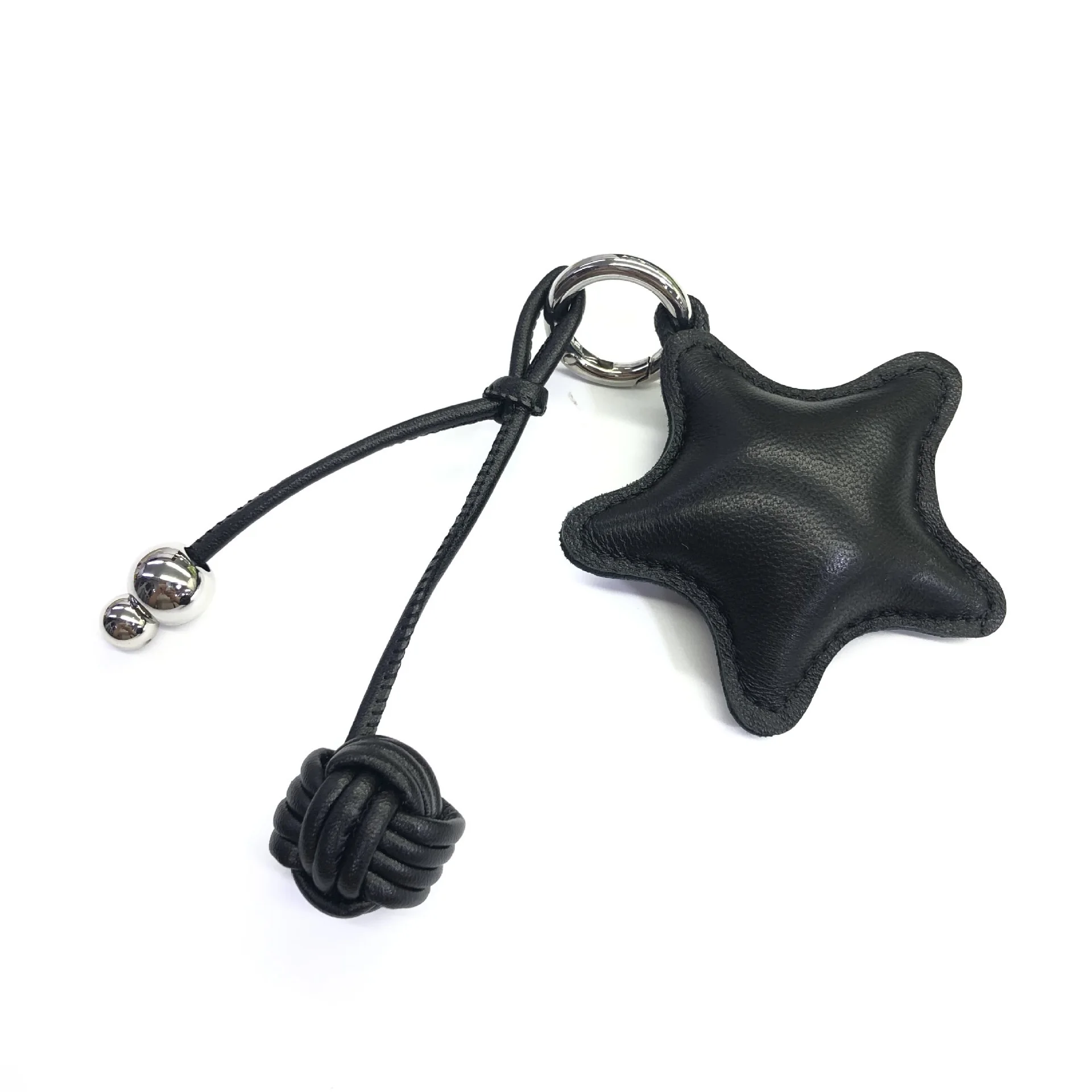 Ladies' Leather Bag Charm Star Shape Keychain Handmade Vintage Pendant Fashion Accessory