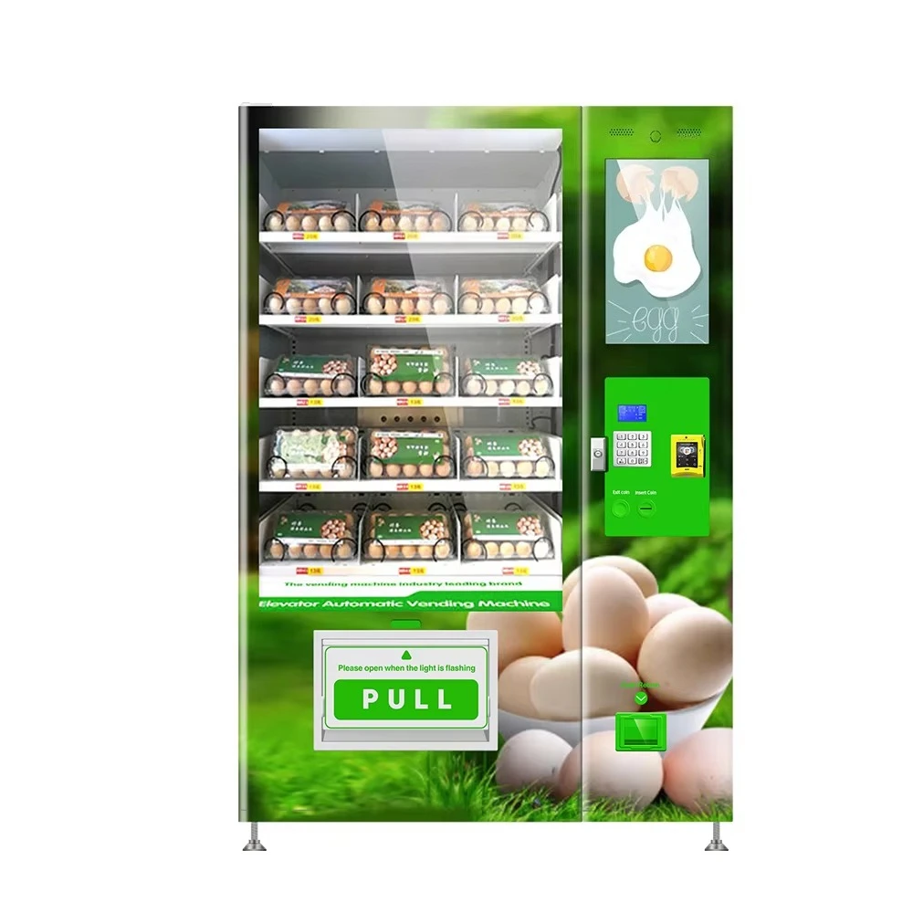 Refrigerated Eggs Vending Machine, 6 in 1 Food Combo, Lift System, Packed Eggs Box Storage