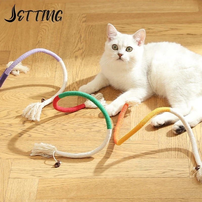 Cat String Toy Interactive Cat Scratcher Cotton Rope Toy Bite-resistant Chewing Teething Cat Toy Pet Teaser Wand String Rope
