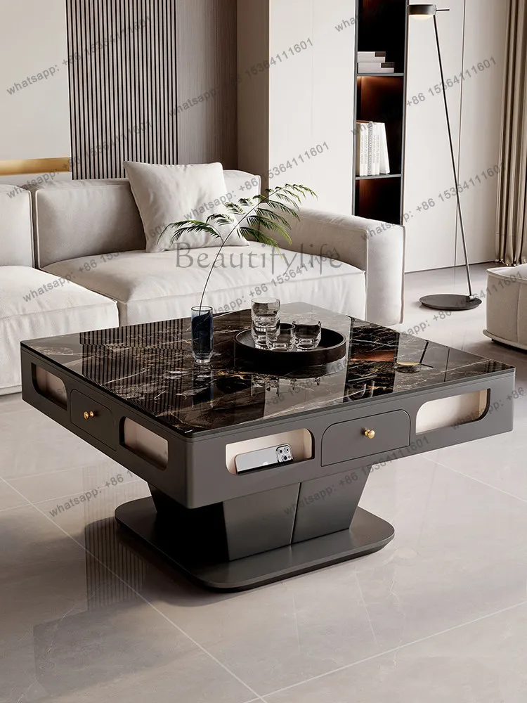 

Electric slate lifting coffee table, mahjong dining table, dual-purpose light luxury mahjong machine, integrated round table