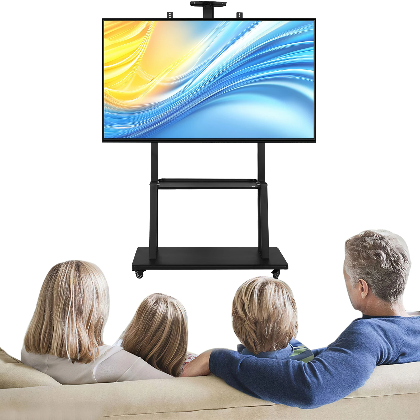 Universal TV Floor-Standing Stand Height Adjustable TV Mobile Stand Conference TV Mobile Cart for Living Room/Office/Outdoor