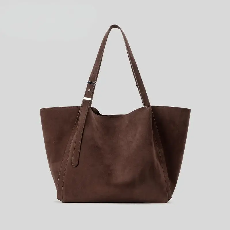 

Reversible Suede Tote Bag Set,Luxury Solid Color Underarm Shoulder Bag with Matching Purse,Large Capacity Vintage Women Handbag
