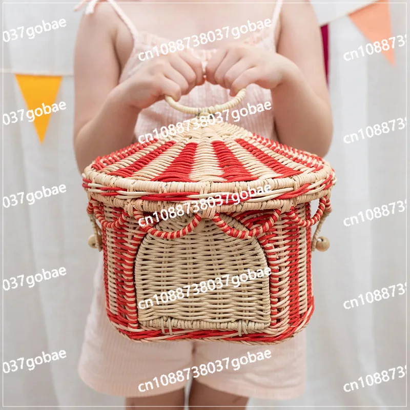 Rattan storage basket woven household sundries finishing box