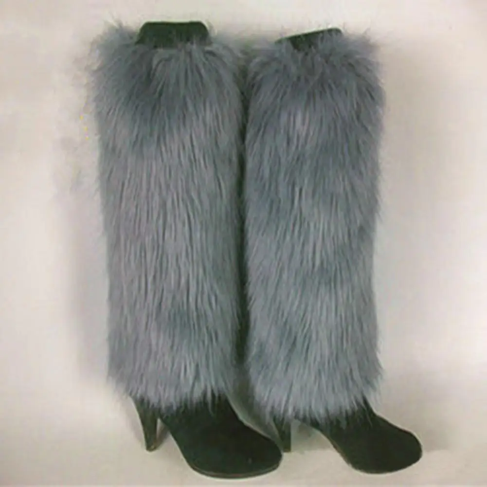 Calentadores de piernas de piel sintética para mujer, calcetines cálidos de pierna larga de Color sólido, fundas de botas Punk Lolita para niñas,