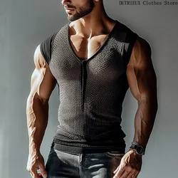 New Sexy See-through Men's Vest Transparent Gauze Muscle Men's Tank Top Bar Club Party Men's Performance Clothing  Streetwear