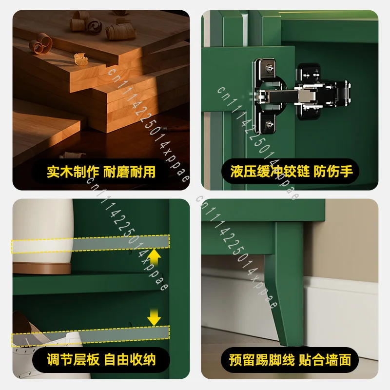 Large Capacity Living Room Multi-layer Storage and Storage Integrated Shoe Rack Against The Wall Solid Wood Shoe Cabinet