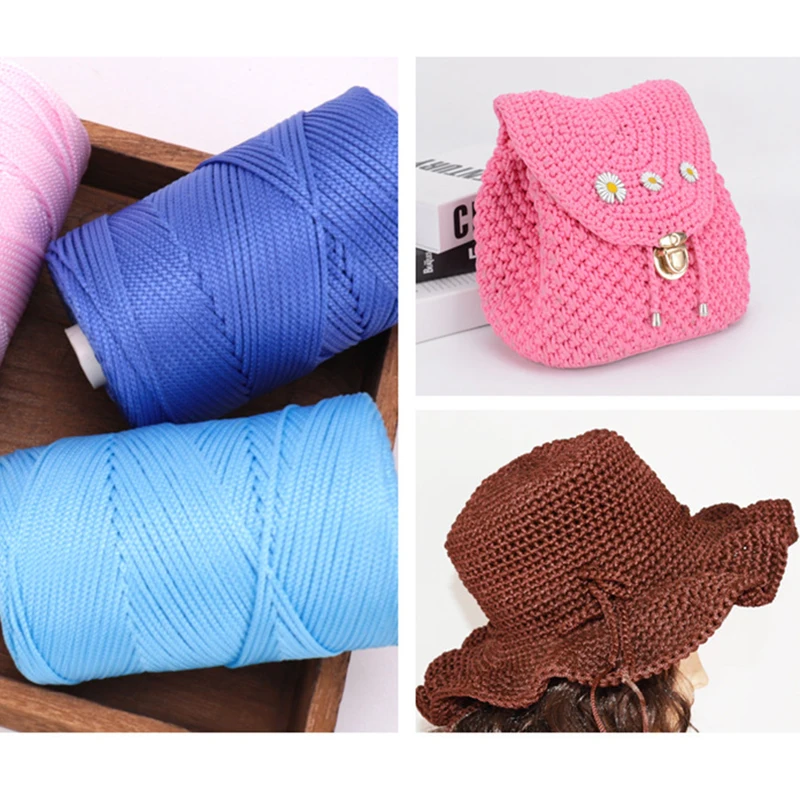 1pcs 230 Grams Nylon Cord Thread Crochet Hollow Line Macrame DIY Knitting Chunky Yarn Light Viscose Ice Rope Summer Sun Hat