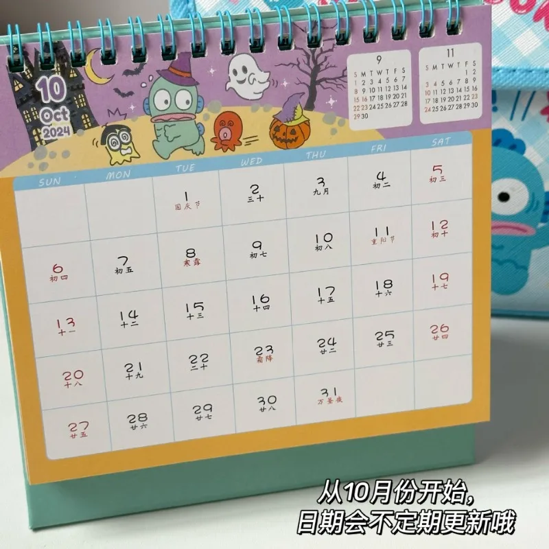 2025 New Sanrio Hangyodon Desktop Calendar Cute Ornaments Kawaii Calendar Punch Card Planner Anime Message Boards Christmas Gift