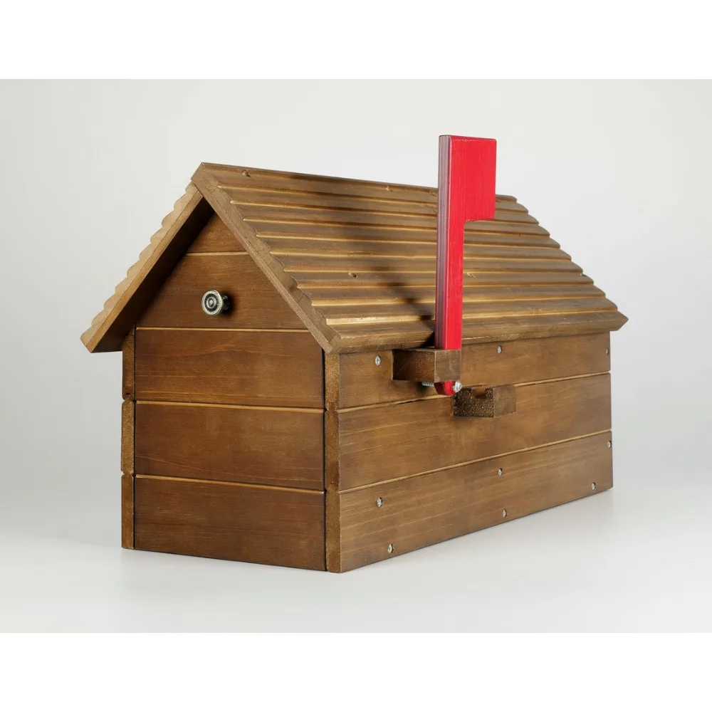 

Outdoor Cedar Mailbox with Wood Roof - Decorative House Mailbox for Garden Yard, Weather Resistant Storage Box