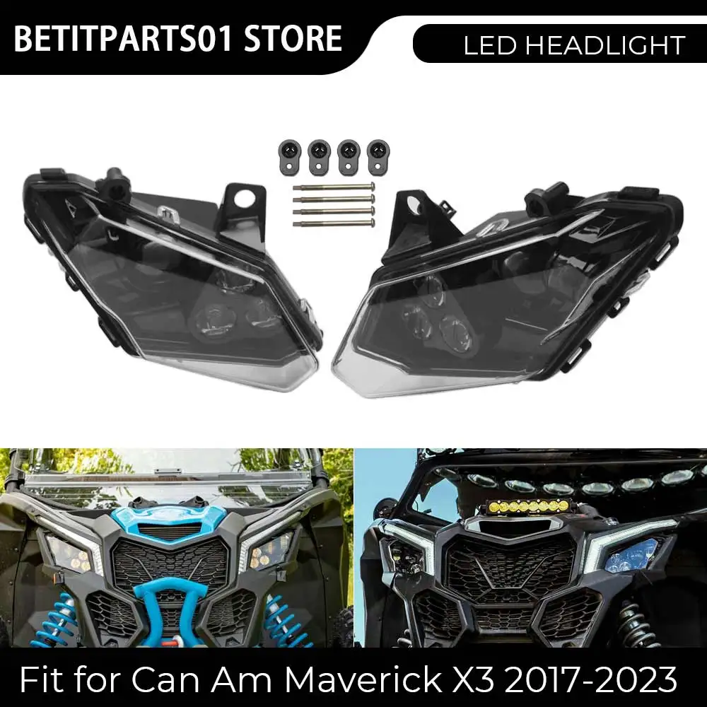 Acessórios para Motocicletas 1 Par de Faróis Dianteiros LED para Can Am Maverick X3 XDS XRS Max Turbo R 2017-2023 # 710004658 & 710004659