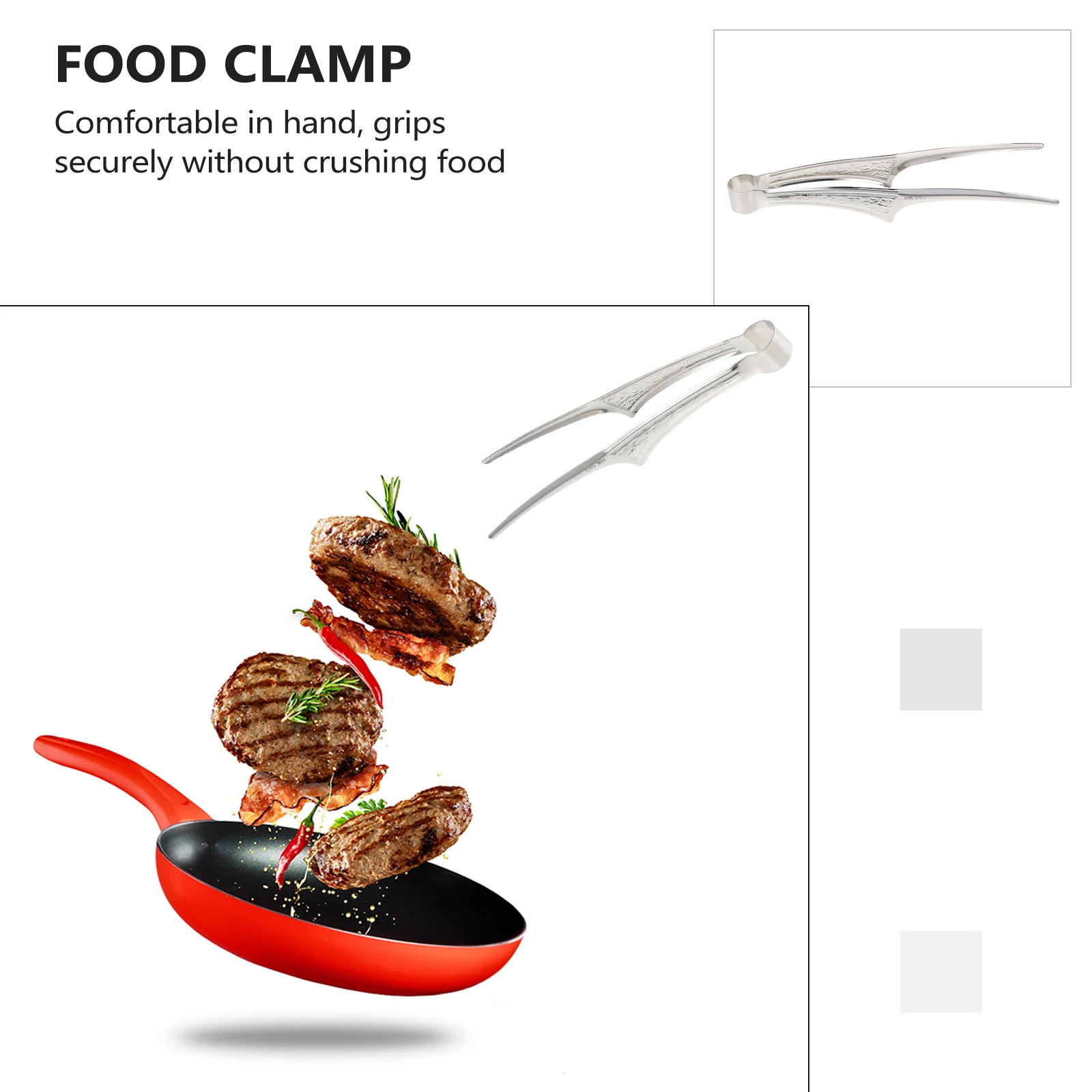 

BBQ Steak Tongs Clamp Barbecue Stainless Steel Cooking Mini Kitchen Gadget Silver Food Clip Bread Baking Tool