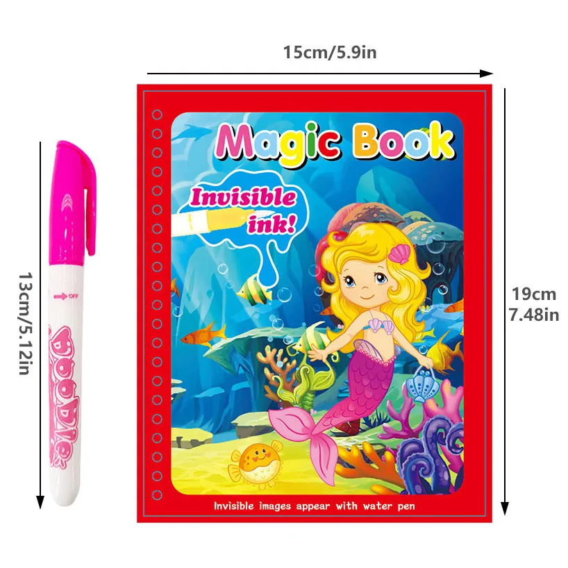 Stylo magique livres de dessin à l'eau livre de coloriage pour enfants Doodle tableau de peinture enfants jouets éducatifs bébé noël anniversaire Gif