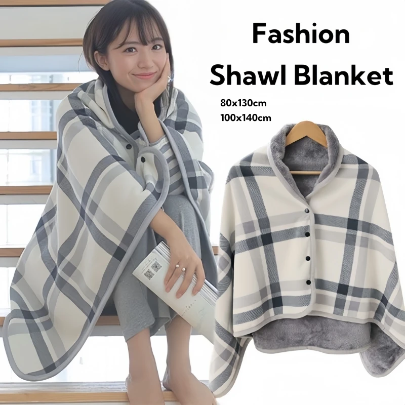 

Plaid Throw Blanket Fluffy Sofa Winter Knee Wearable Shawl Bed Adults Warm Cute Plush Soft Fuzzy and Comfortable Aesthetic Kids