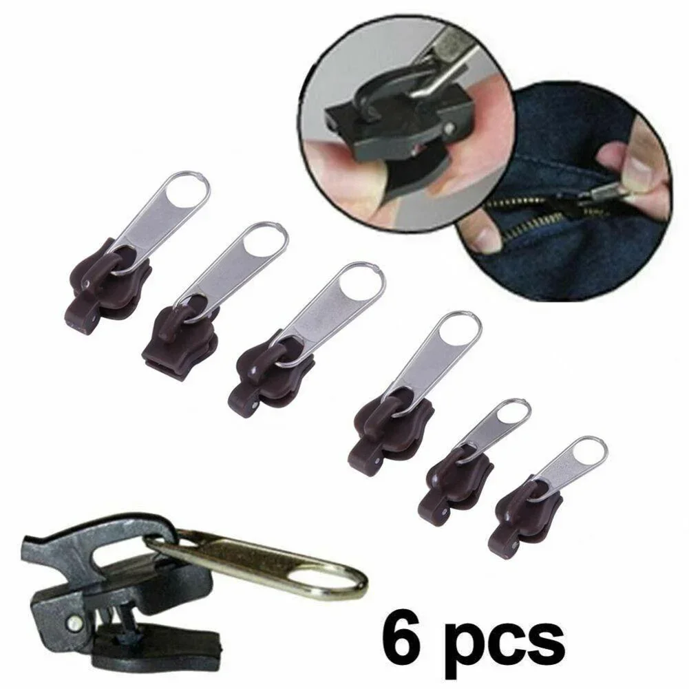 6pcs 3 Sizes Zip Repair Replacement Kit Instant Fix Zippers Repair Kit Replacement Zip Slider DIY Apparel Sewing Supplies