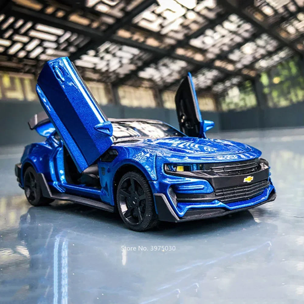 1:32合金ダイキャストカマロおもちゃ車モデル、ドア開閉、スーパーカー、プルバック、パトカー、車両、ライトサウンド、スポーツカー、家の装飾