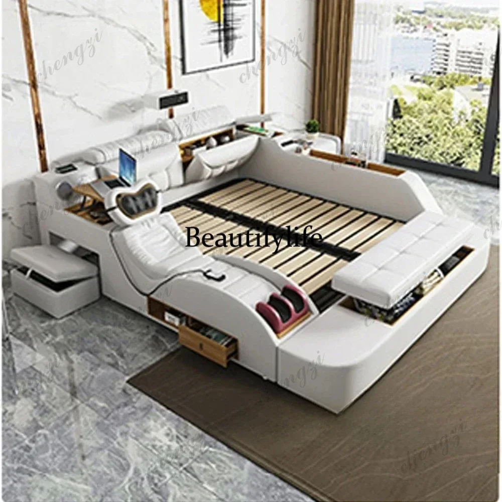 M9344 Modern MULTIFUNCTIONAL Tech SMART BED 2 People | FUTURISTIC FURNITURE | Ultimate Massage Tatami Genuine Leather Beds