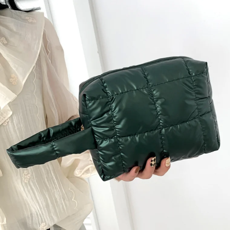 Клатчи с хлопковой подкладкой, стеганые, вышитые, женская, однотонная, Женская мини-сумка для макияжа