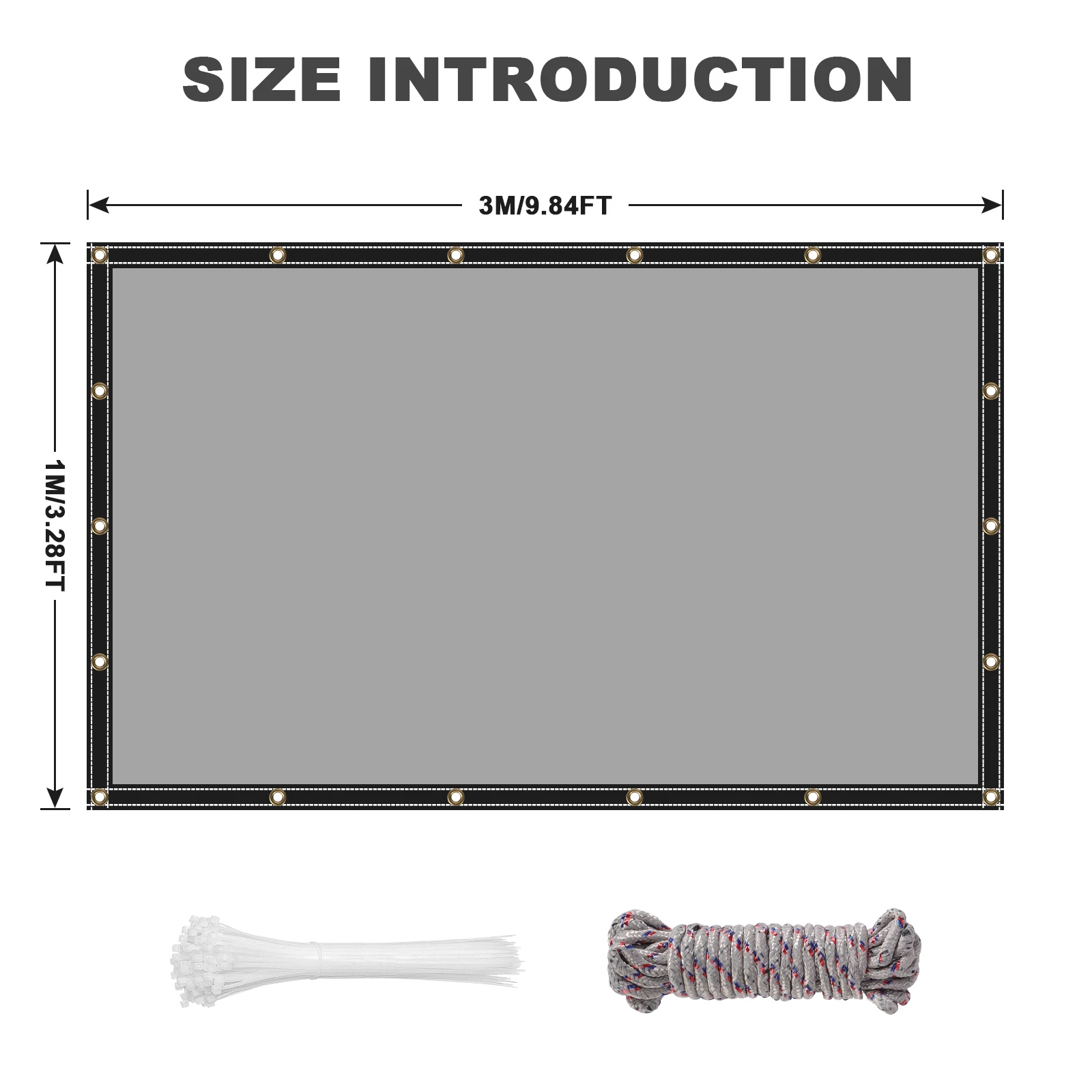 Sonnenschutz, wasserdichte Plane aus PVC mit Ösen, 400 g/m2, UV-Schutzplane für Pavillon, Garten, Balkon, Sichtschutz – Detail 1