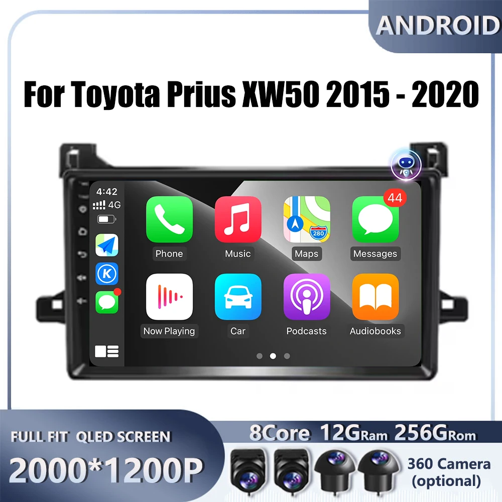 

9“ Android 16 For Toyota Prius XW50 2015 - 2020 Car Radio Stereo Multimedia Video GPS Navigation Player QLED screen BT 5.0