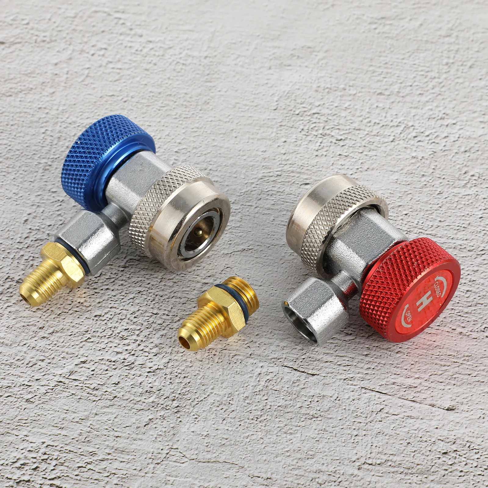 Kit Konektor Alat AC R134A Quick Coupler Adapter Untuk HVAC High Low 1/4 inci Sae Aluminium Bronze Dapat Dilepas