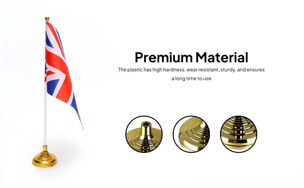 Flag Base Plastic Floor Stand Gold Holder Fits 0.9 1.1 1.3 Inch Poles for Classroom Home Meeting Room Decor